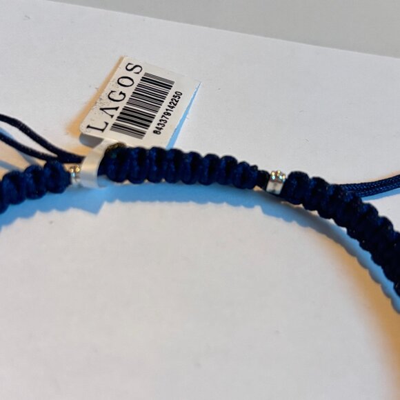 Lagos Anthem Navy Blue Macrame Bracelet Sterling Silver 8" Unisex Adjusts SzM - Picture 7 of 12